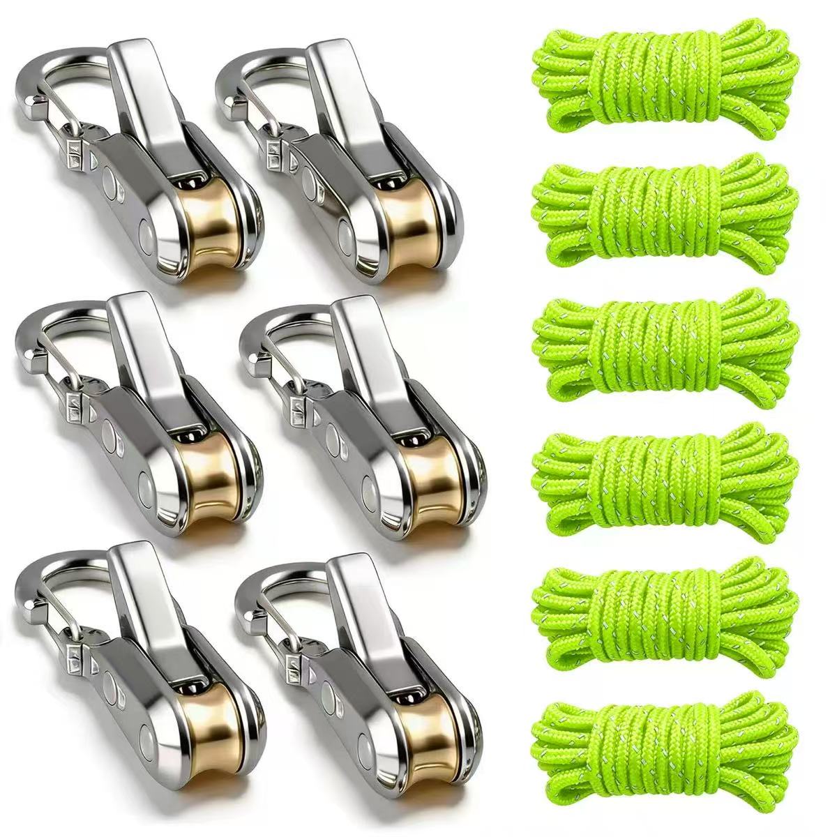 Adjustable guyline and metal hardware kit