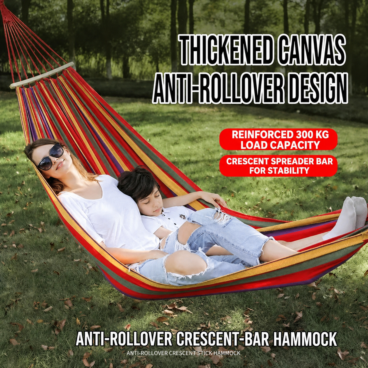 Anti-rollover crescent-bar hammock